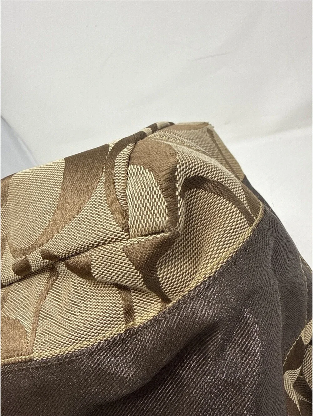 Coach F13674 Canvas Leather Brown Signature Shoulder Bag